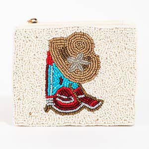 Cognac Artesanal Long Wallet with Turquoise Beaded