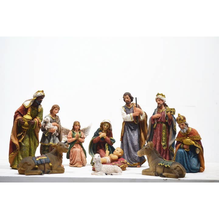 Hi-Line Gift Ltd. - Wholesale Nativity Scene Decor - Nativity & Three Wise Men 11 Pc/Set 8 Inch H