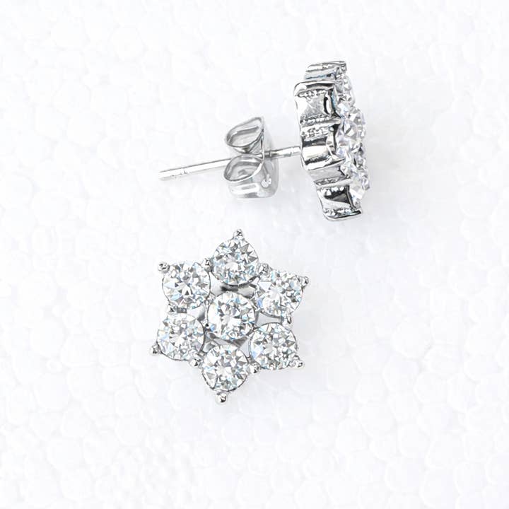 Handgefasste Swarovski-Kristall-Stern-Cluster-Steckerohrringe für den Großhandel von Glimmering Handmade