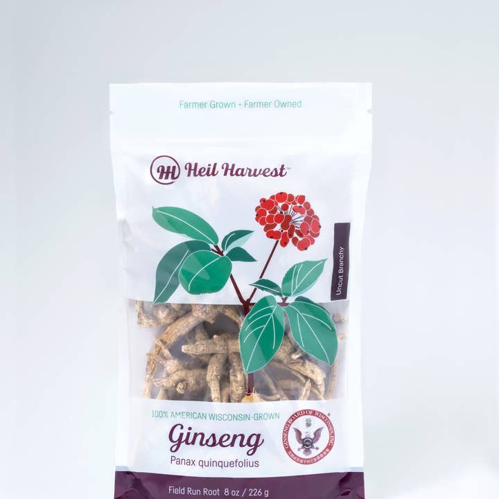 Sac de ginseng Wisconsin (racines branchées non coupées) pour la vente par Heil Harvest - Heil Ginseng Enterprises