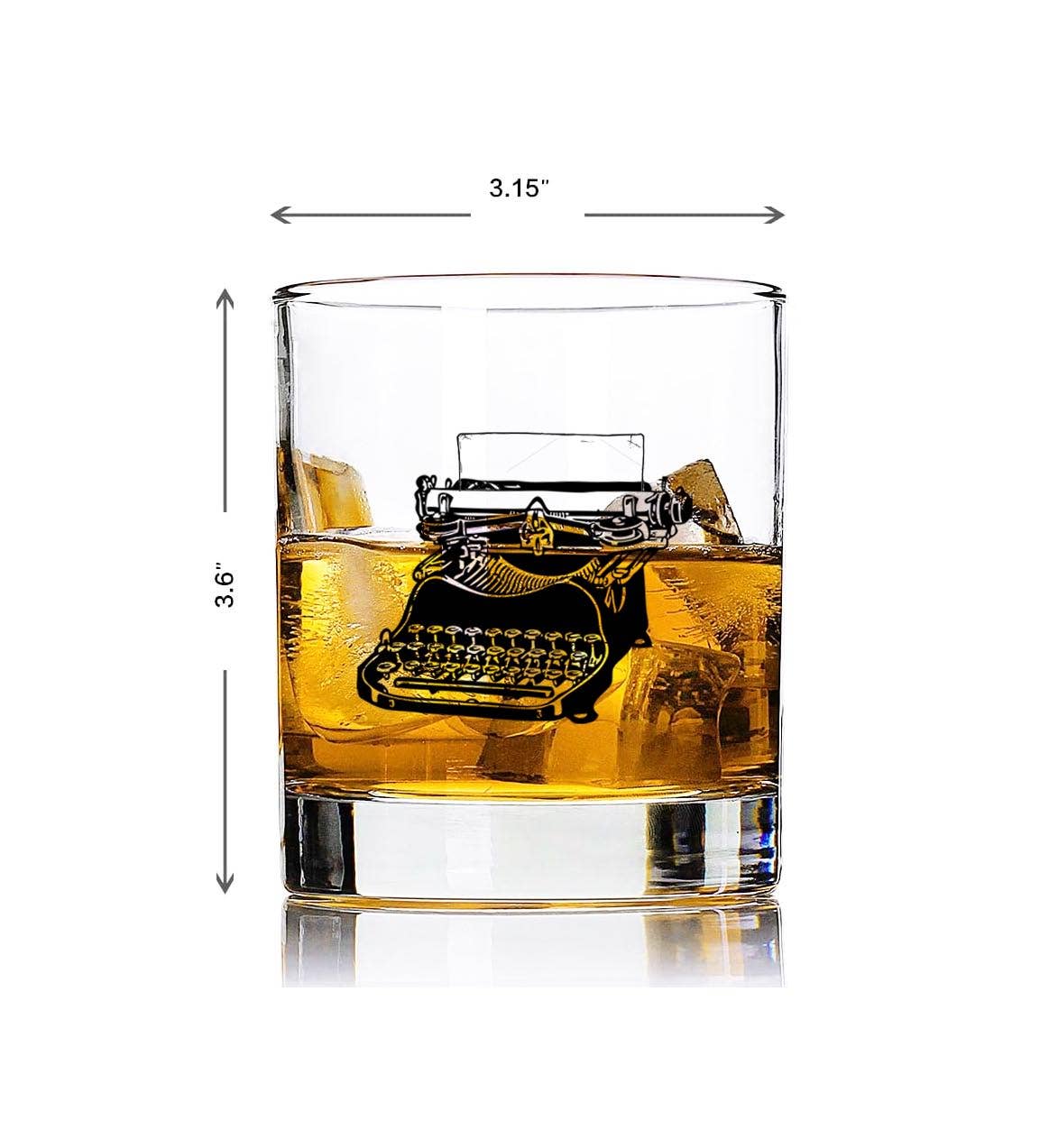 Fly Paper Products – Copo de coquetel/álcool por atacado – Copo de vidro vintage de 11 onças para máquina de escrever4