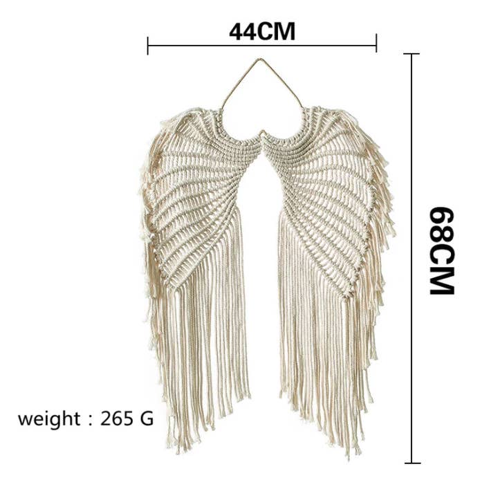 Crystolver (We Cover All Import Fees) - Wholesale Tapestry/Textile - Angel Wings Macrame Wall Hanging1