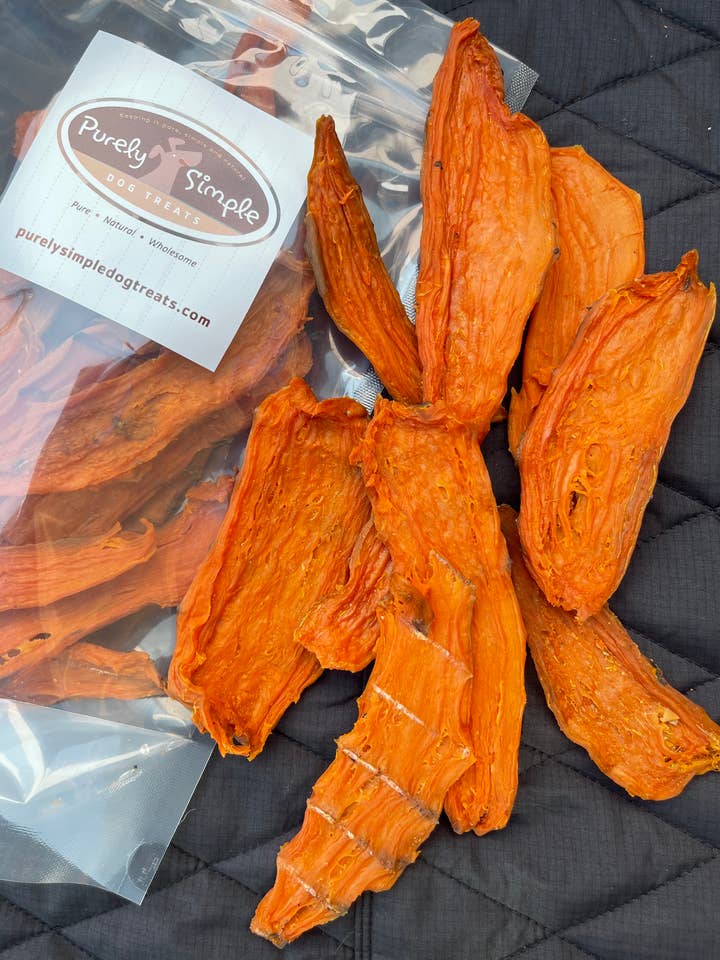 Stoch"s 100% Sweet Potato Chews (4.5oz) for wholesale by Purely Simple Dog Treats