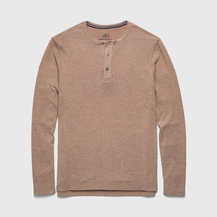Sean Ultra Soft Classic Henley - Camel Heather for wholesale by SURFSIDESUPPLY