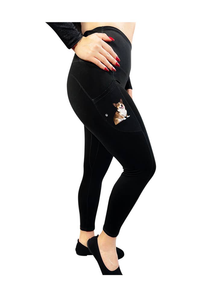E&S Pets - Wholesale Athletic/Lounge Leggings - Women's - Welsh Corgi 25" High Rise Leggings for Pet Lovers