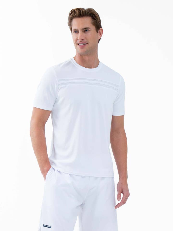 Performance Men's Tournament Short Sleeve Crew Neck - White for wholesale by Inphorm