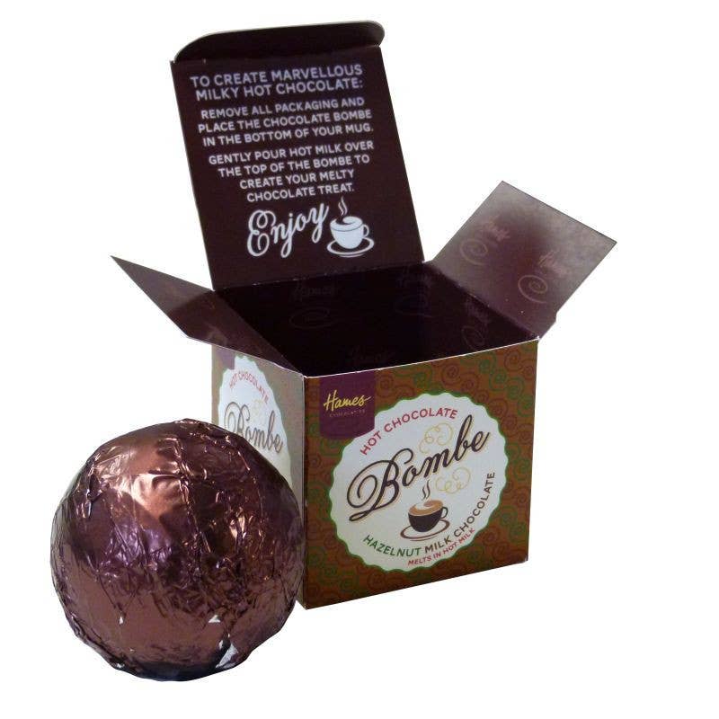 Hames Chocolates – wholesale Hot cocoa mix/kit – Milk Hot Chocolate Bombe Hazelnut1