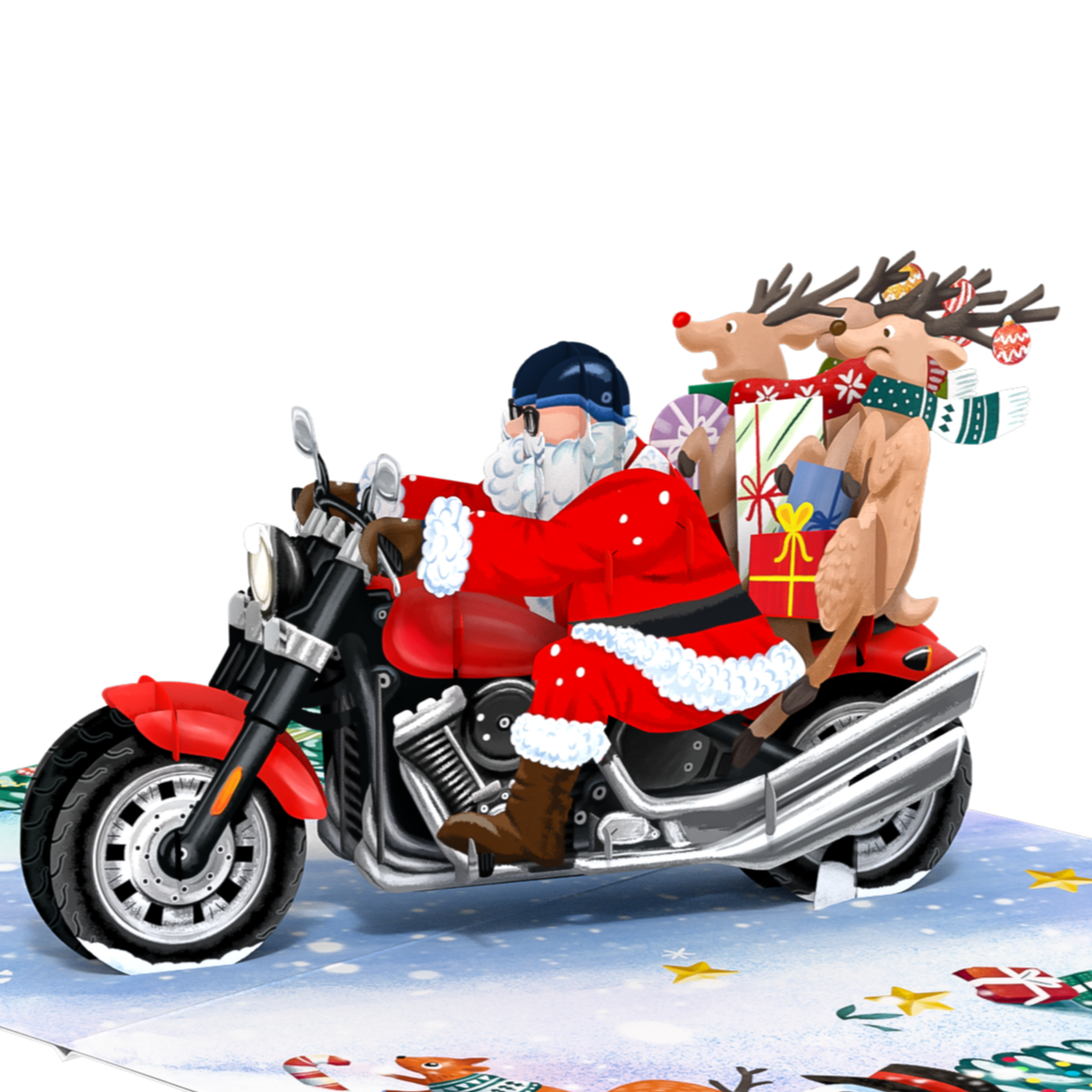 The Paper Mix – wholesale Christmas card – Santa Claus Riding Motorcycle 3D Pop Up Greeting Card0