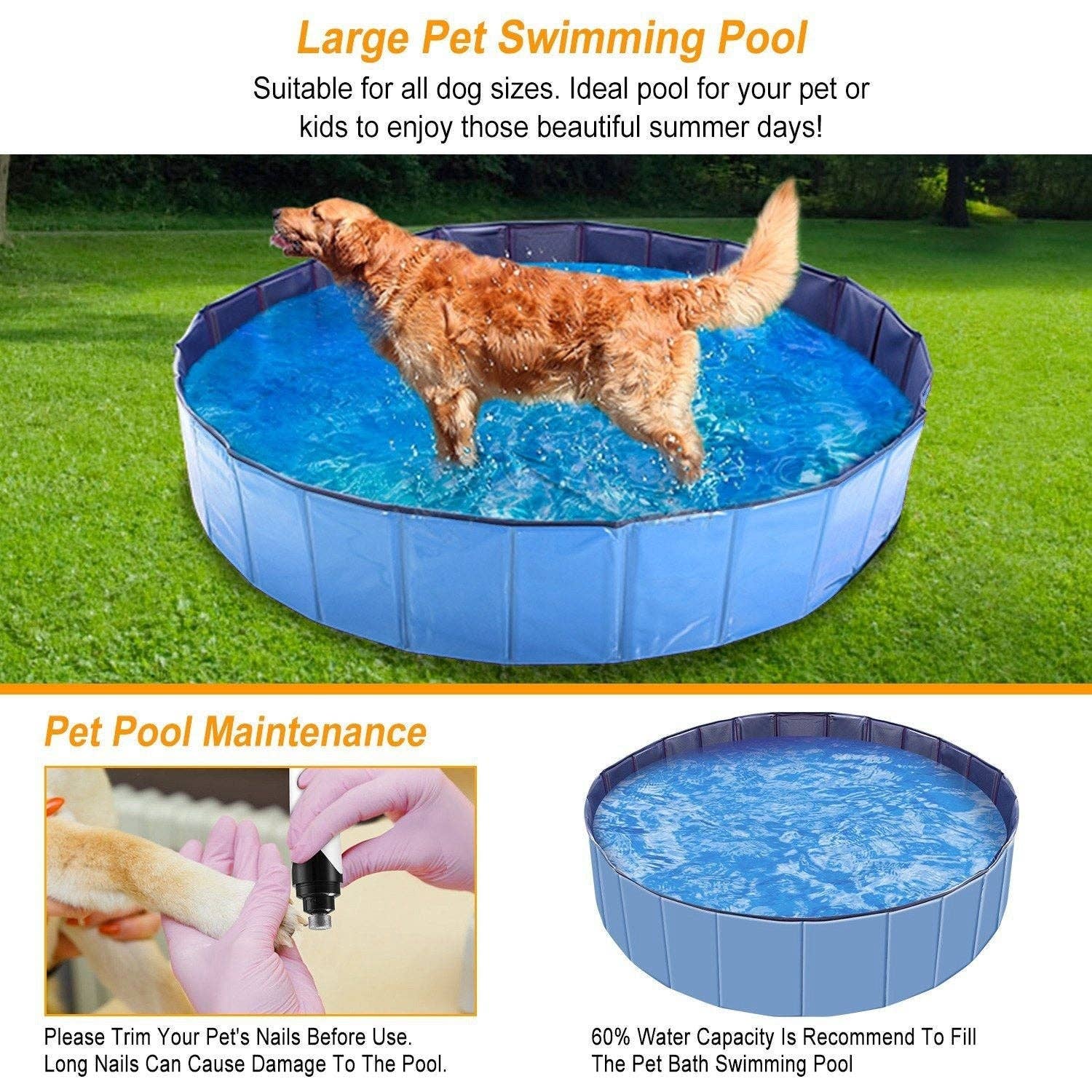 Naomi's Happy Place Shop – wholesale Inflatables – Foldable Pet Swimming Pool PVC Kiddie Baby Dog Swim Pool Bathing Tub Playmat Kids Pools4