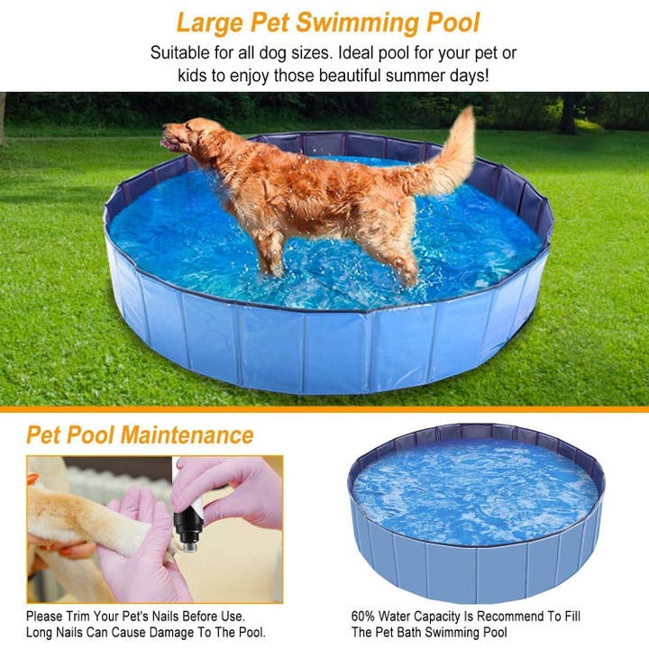 Naomi's Happy Place Shop – wholesale Inflatables – Foldable Pet Swimming Pool PVC Kiddie Baby Dog Swim Pool Bathing Tub Playmat Kids Pools4