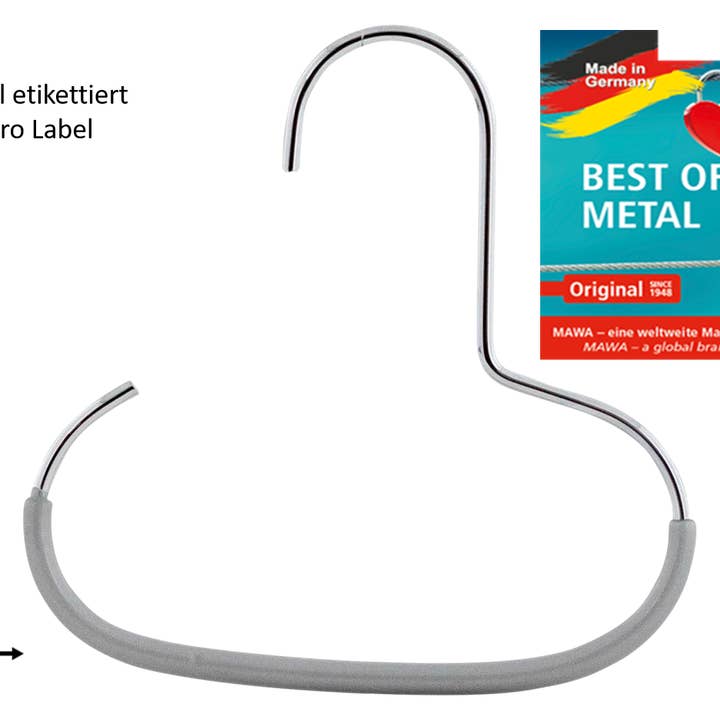 MAWA – wholesale Clothes hangers – Utensilio G 1 hanger with label, silver, 15 cm