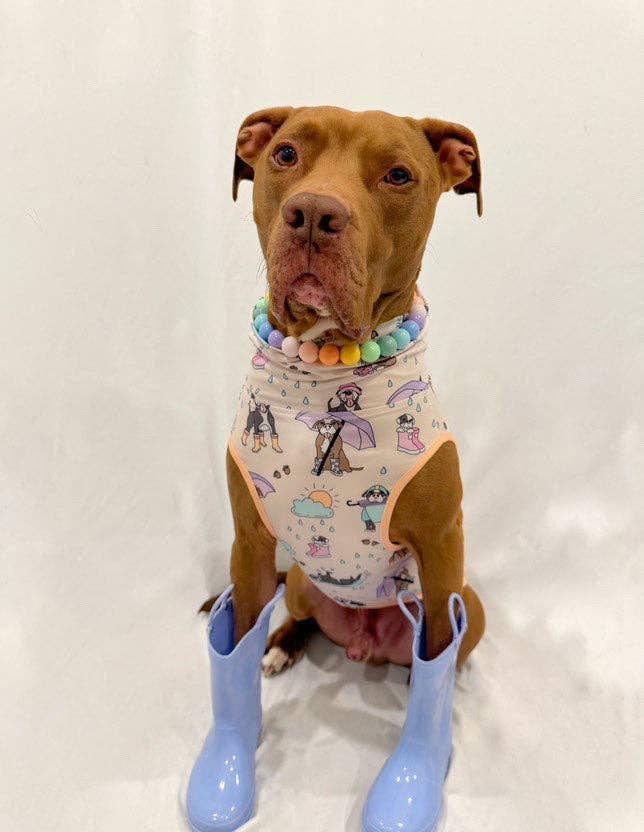 Pittie Clothing Co. - Wholesale Pet Shirt - Dog - 'It's Raining Pitties' Muscle Tee-Peach2