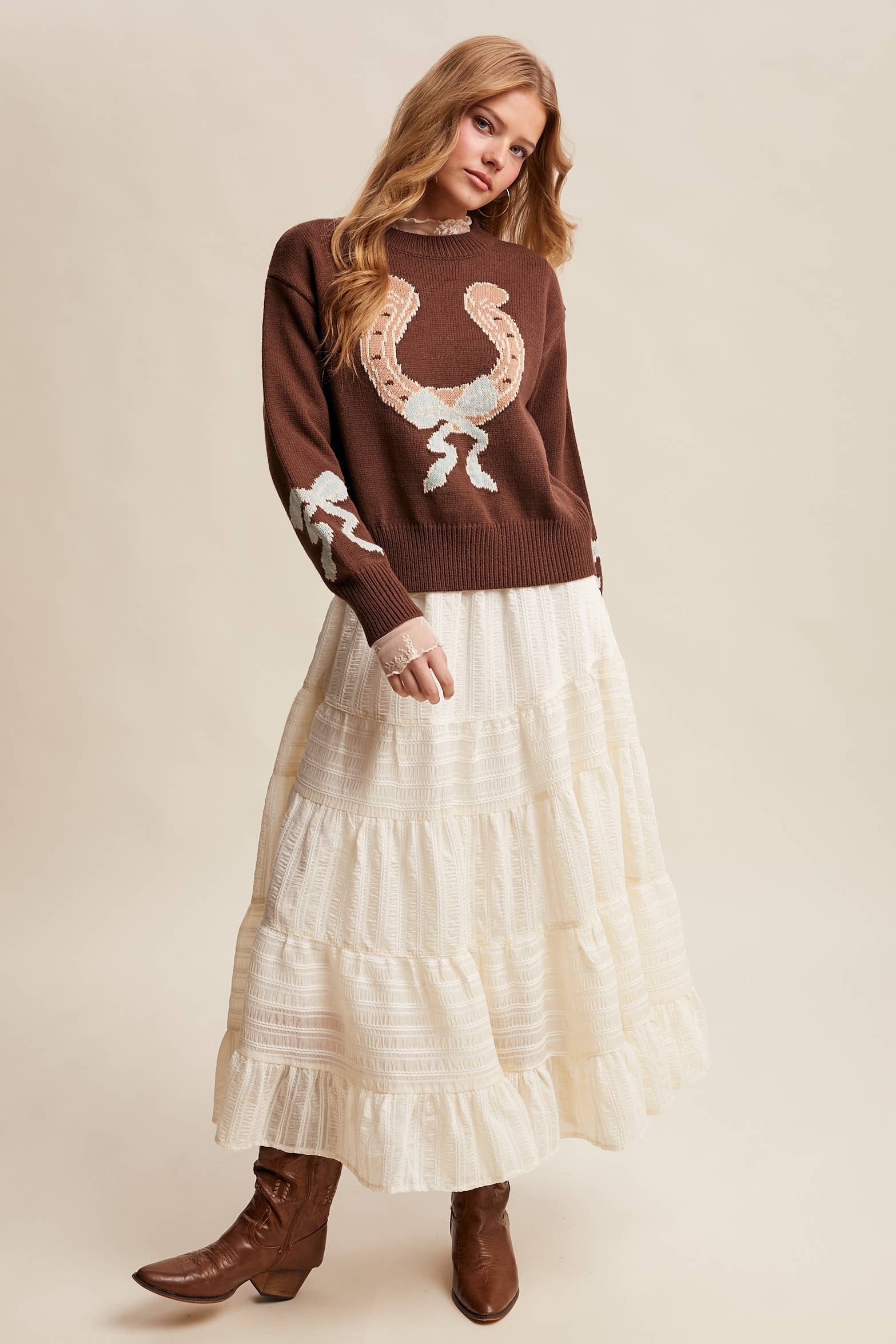 Listicle - Vente Pull en maille – femme - Pull en tricot à col en fer à cheval LSW103524