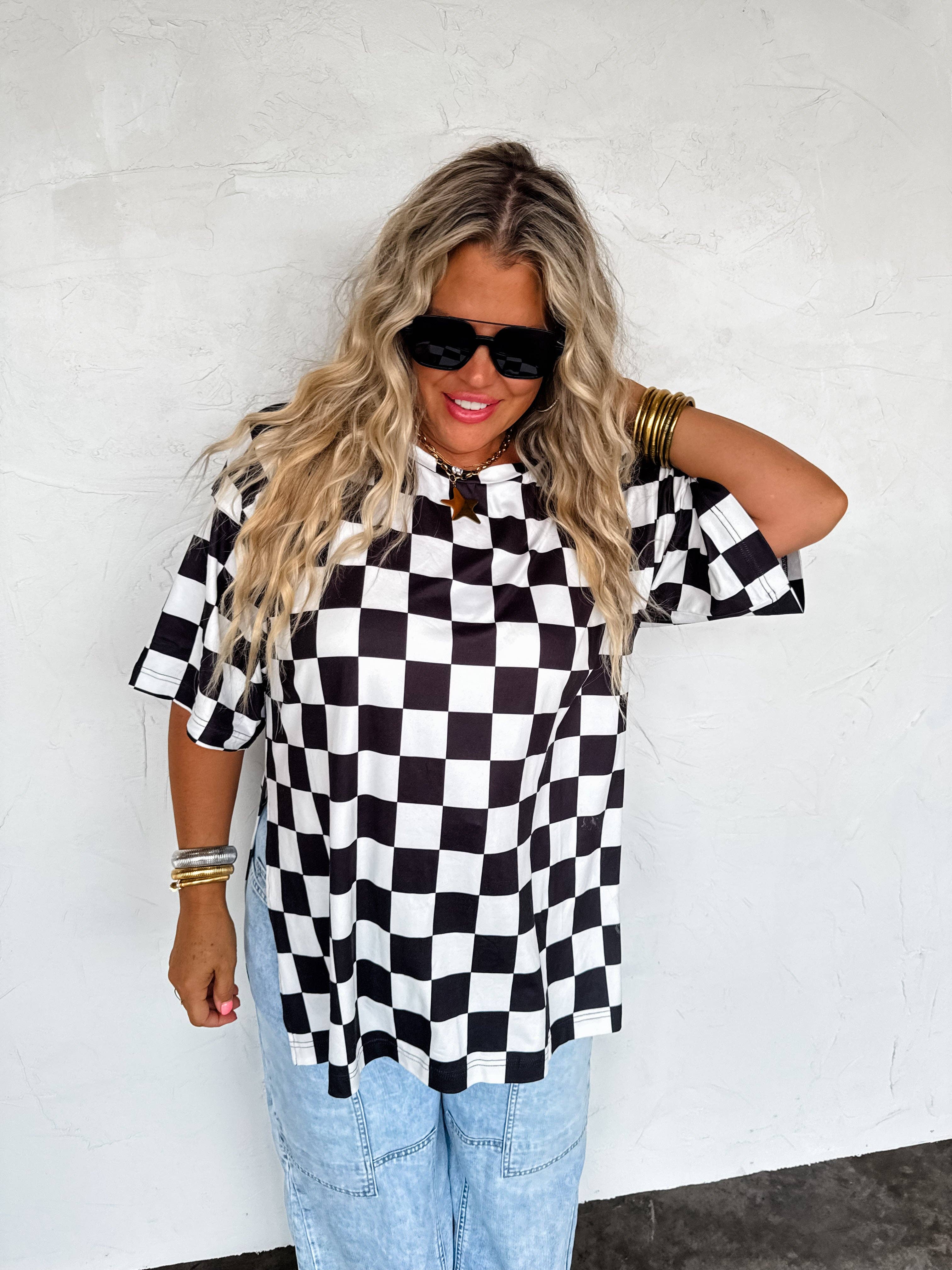 BLAKELEY - Wholesale Tunic - Women's - CHECK BABE SIDE SLIT TOP5