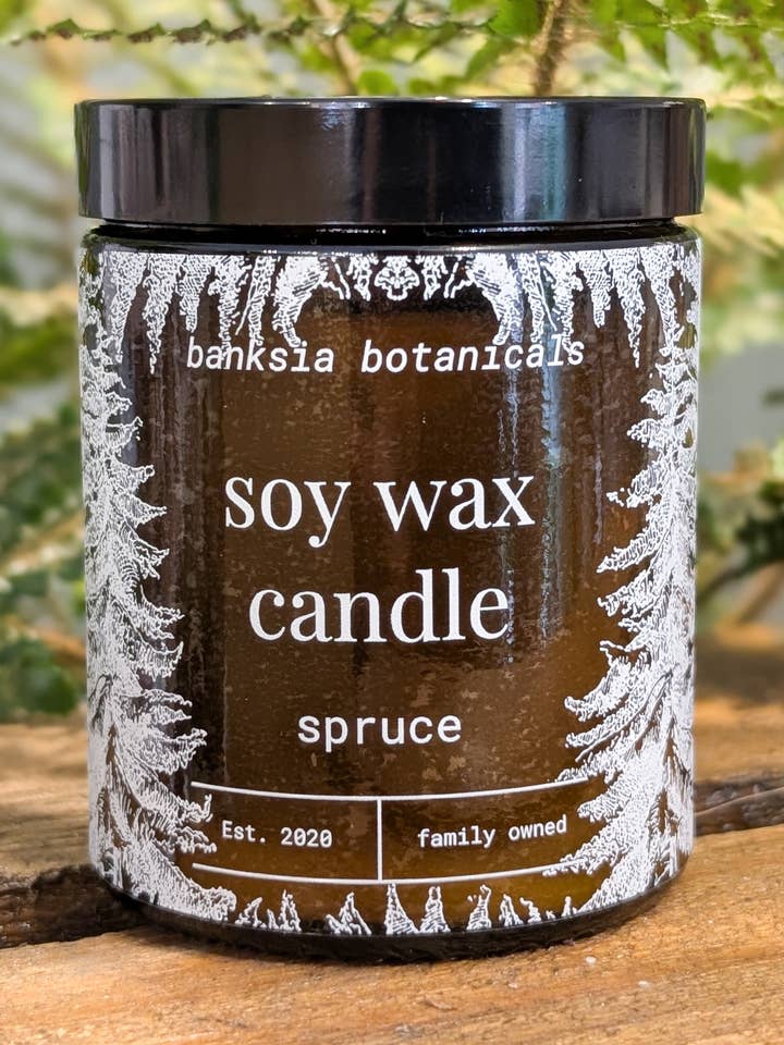 Spruce Scented Candle - 100% Vegan Soy Wax for wholesale by Banksia Botanicals