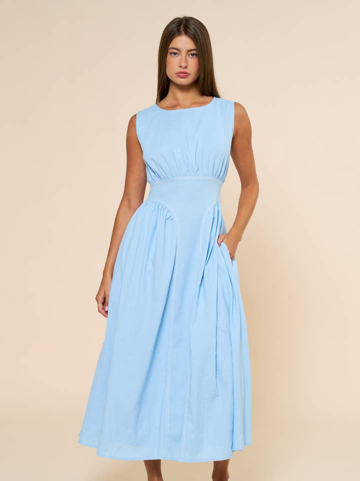 Sleeveless Gathered Maxi Dress for wholesale by Lalavon