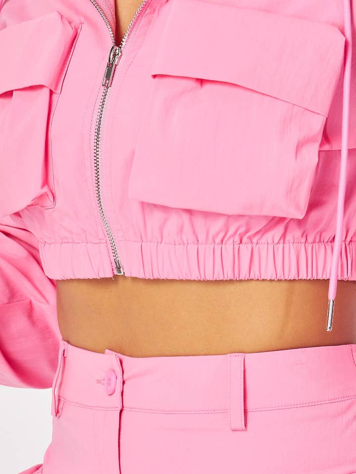 Hot & Delicious – Engroshandel Top- og nederdelsæt - Dame – Elena Hoodie Crop Jacket & Cargo Mini Nederdelsæt (HGC10247)11