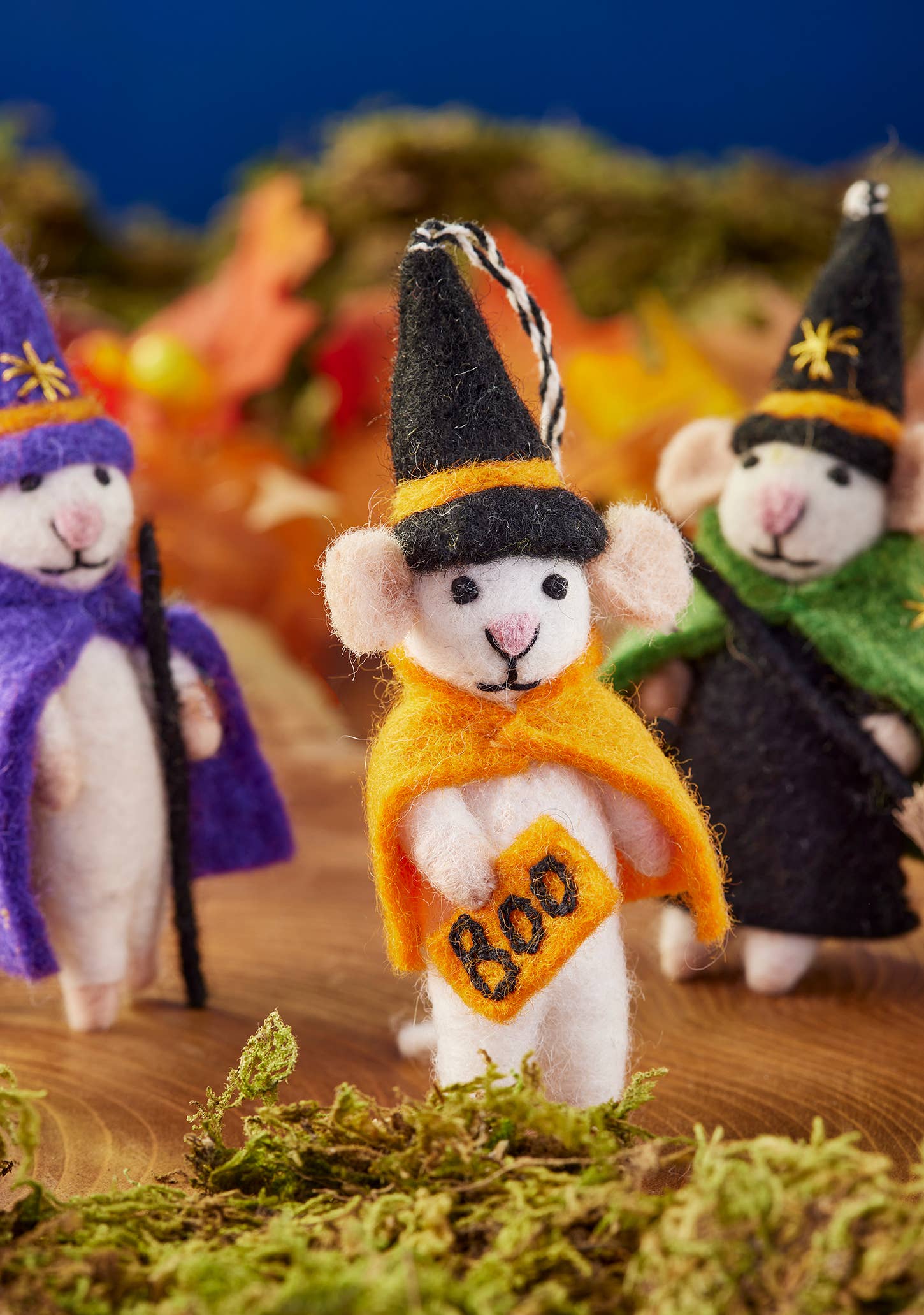 Namaste - Wholesale Ornament - Felt Witch Wizard Mice Decoration2