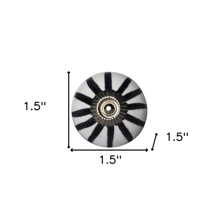 HomeRoots - Wholesale Knob/pull - Set of Eight Black And White Ceramic And Metal Drawer Pull Knobs2