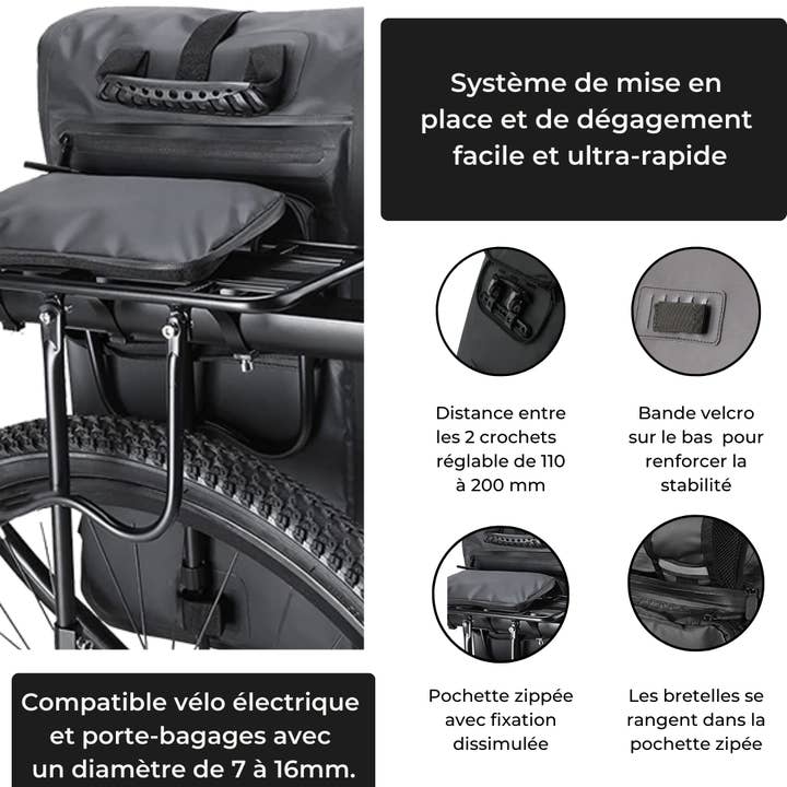 BADAWIN - Wholesale Backpack - Unisex - Ali waterproof bike backpack – 2-in-1 sage green bag6