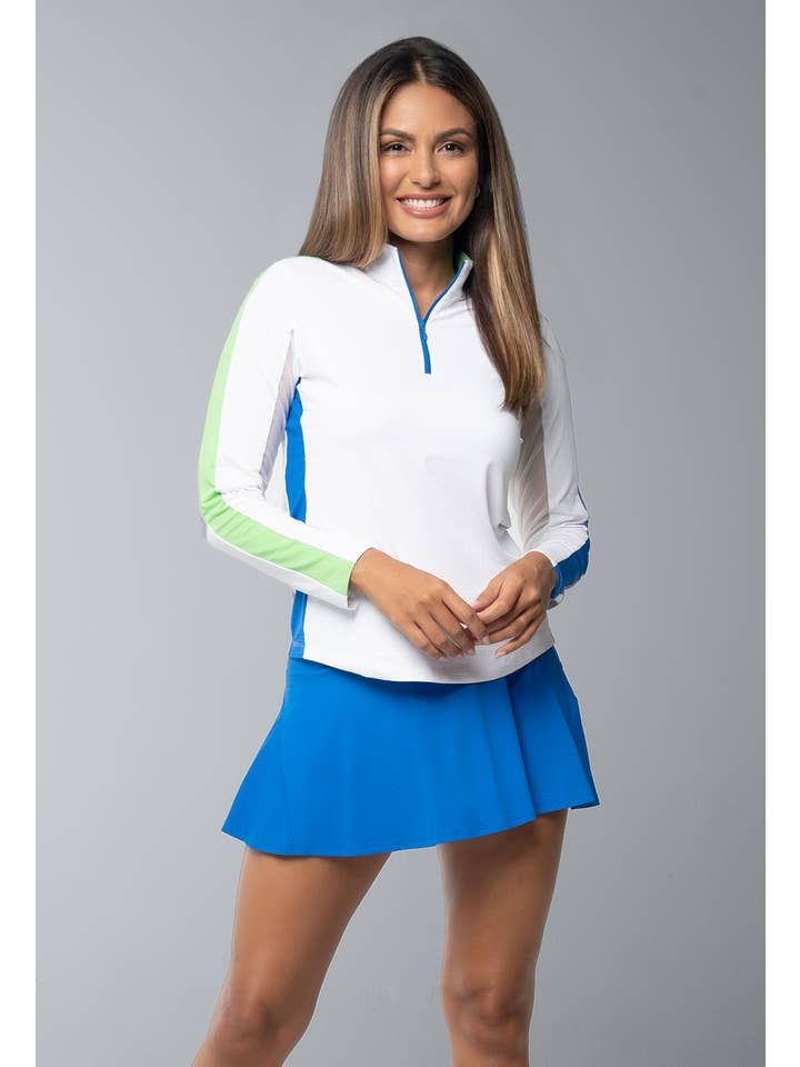 IBKÜL - Wholesale Athletic Top - Women's - Color Block Print Long Sleeve Mock Neck Top – 10001
