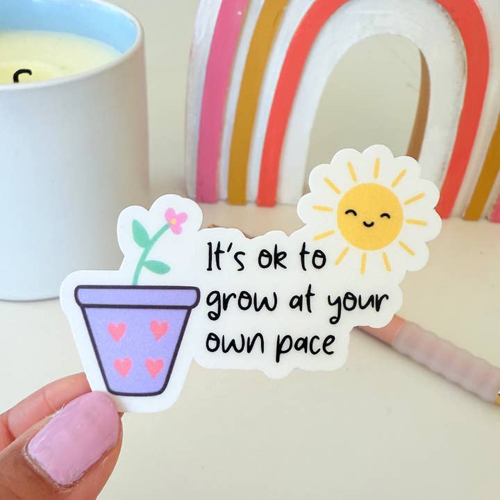 Grow at Your Own Pace Sticker for wholesale by My Rainbow Journal