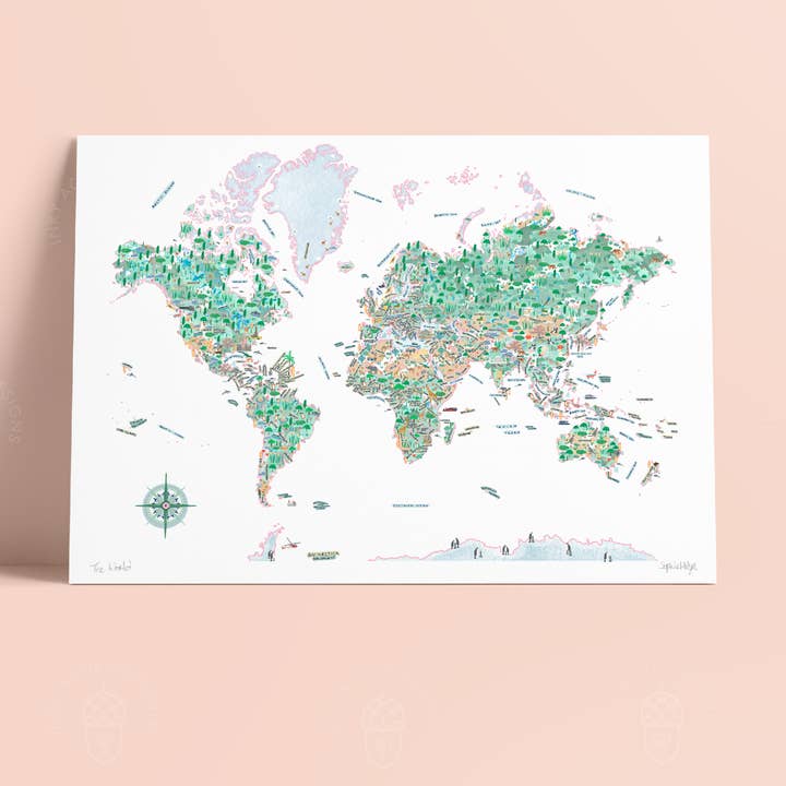 Inky Acorn Designs - Wholesale Art Print - World Map Art Print3