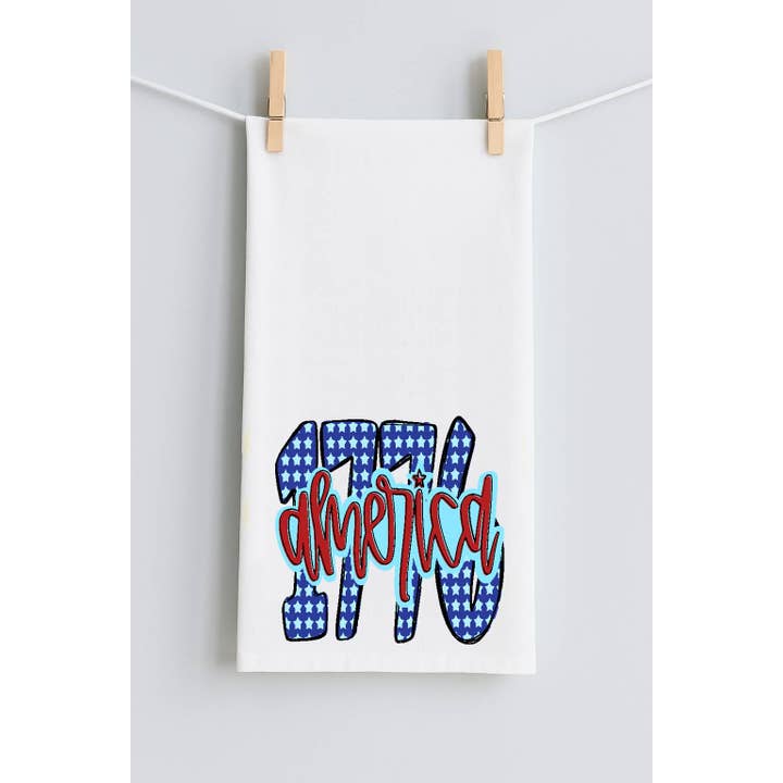 1776 AMERICA TEA TOWEL for wholesale by LuckyBird Apparel and Home
