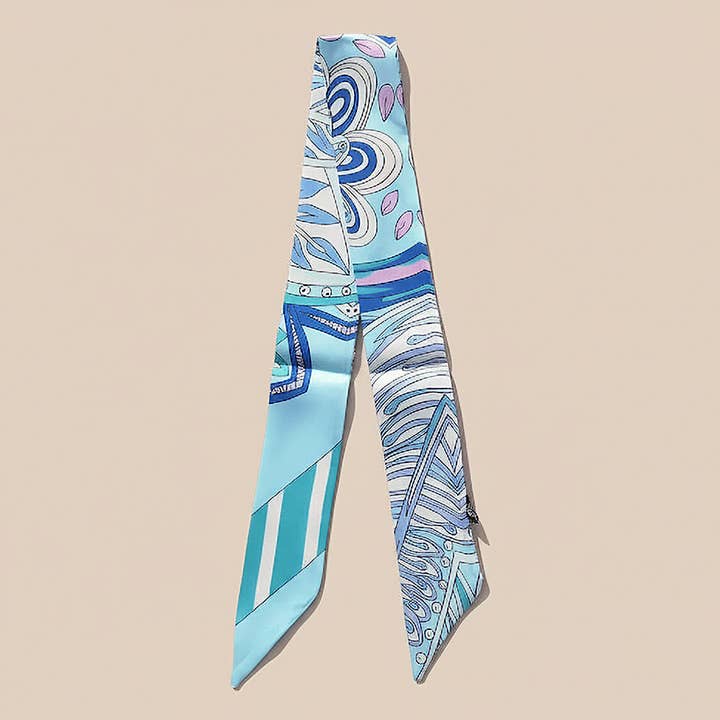 Sensibling Corp. - Wholesale Scarf - Women's - Abstract Pattern Printed Twilly Skinny Scarf