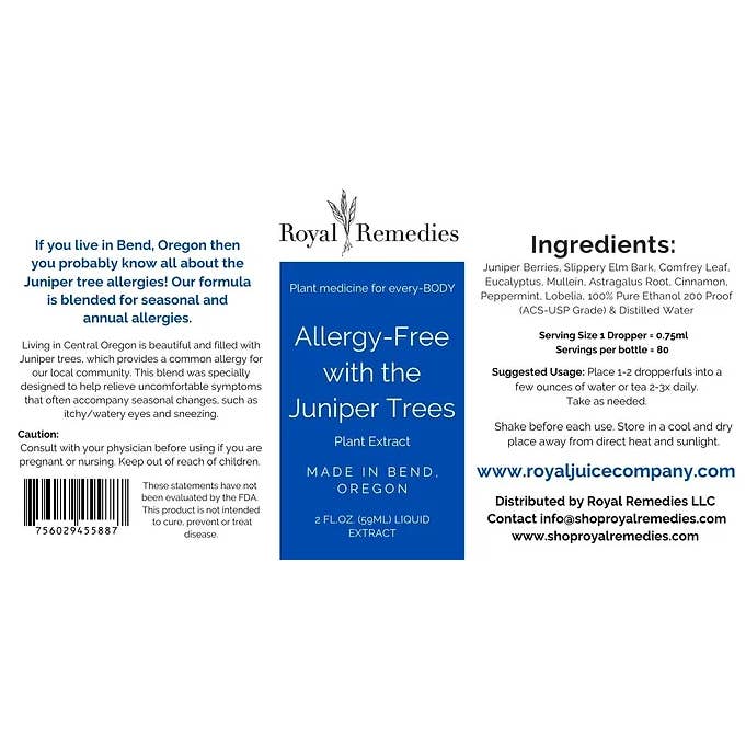 Royal Remedies LLC. – wholesale Oralt tillskott/Vitamin – Allergifri med enbärsträden