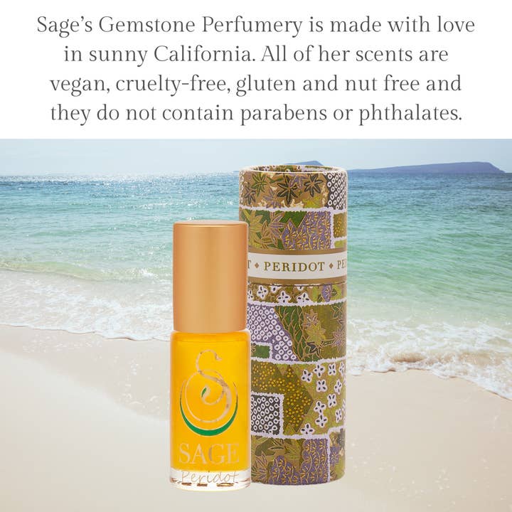 The Sage Lifestyle - A Gemstone Perfumery - Wholesale Roll-On Fragrance - Peridot Gemstone Perfume Oil Concentrate Roll-On- 1/8 oz