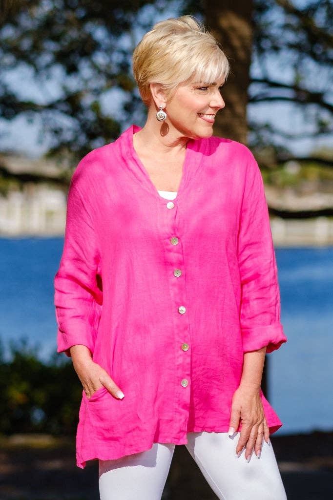 TINA Stephens Italy/Tees By Tina – Großhandel Hemd mit Button-down-Kragen – Damen – Princess Swing Top mit Taschen (BQ164)15