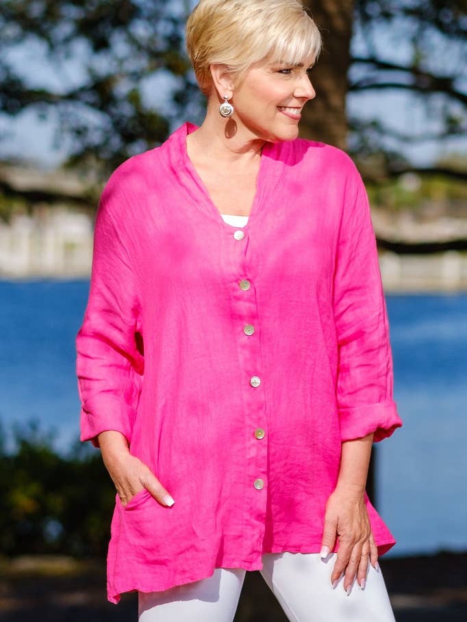 TINA Stephens Italy/Tees By Tina – Großhandel Hemd mit Button-down-Kragen – Damen – Princess Swing Top mit Taschen (BQ164)15