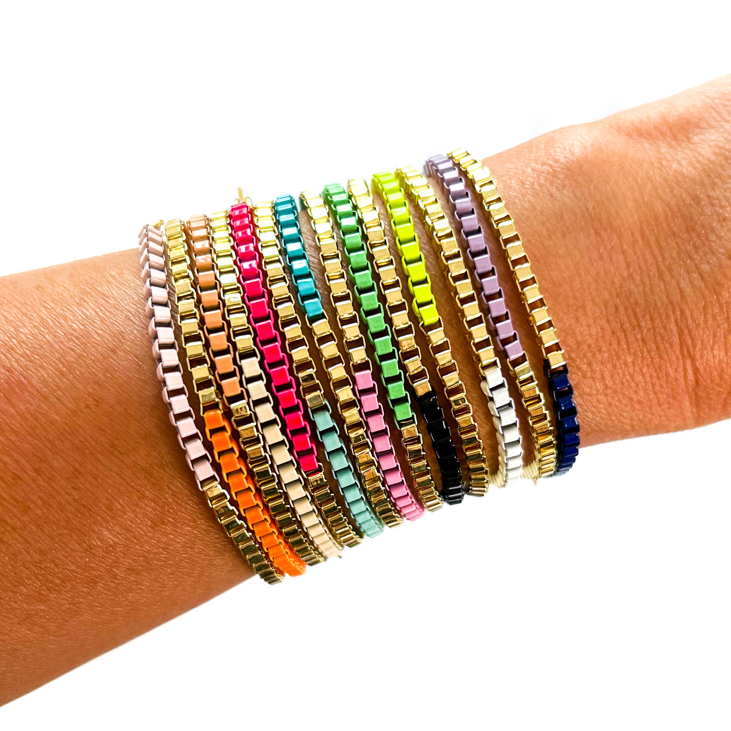 Savvy Bling - Wholesale Link & Chain Bracelet - Colored enamel Box chain link bracelet8