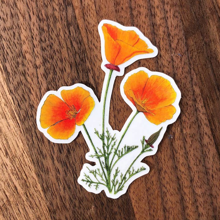 YubaCat Designs - Vente Autocollant - Autocollant California Poppy0