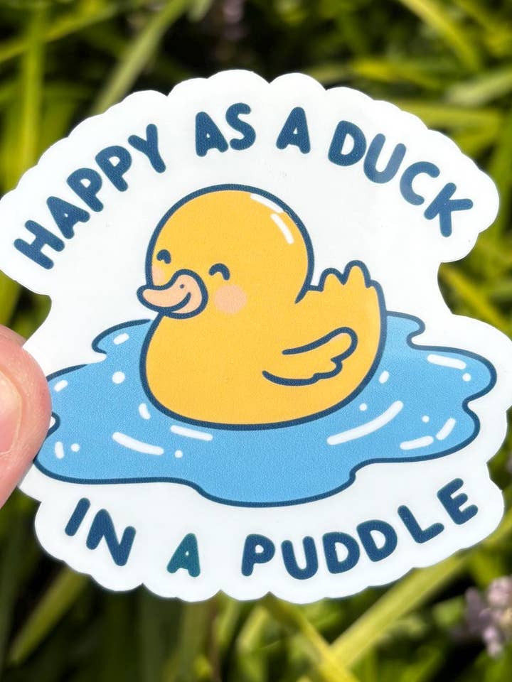 feliz como um pato numa poça, adesivo engraçado por atacado de Create Happy