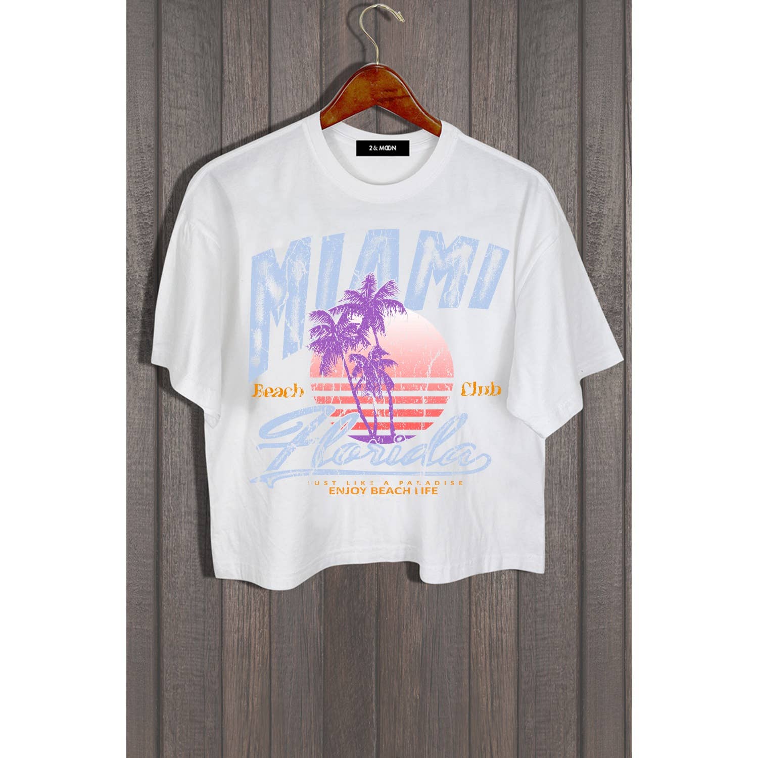2&moon – wholesale Screen printed t-shirt – Women′s – MIAMI FLORIDA BEACH CLUB TEE1