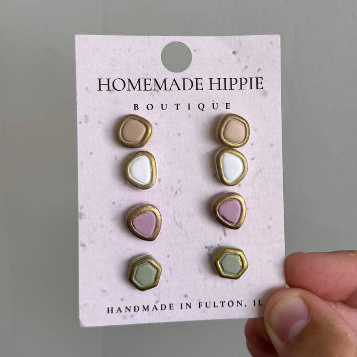 Polymer clay stud earrings for wholesale by Homemade Hippie