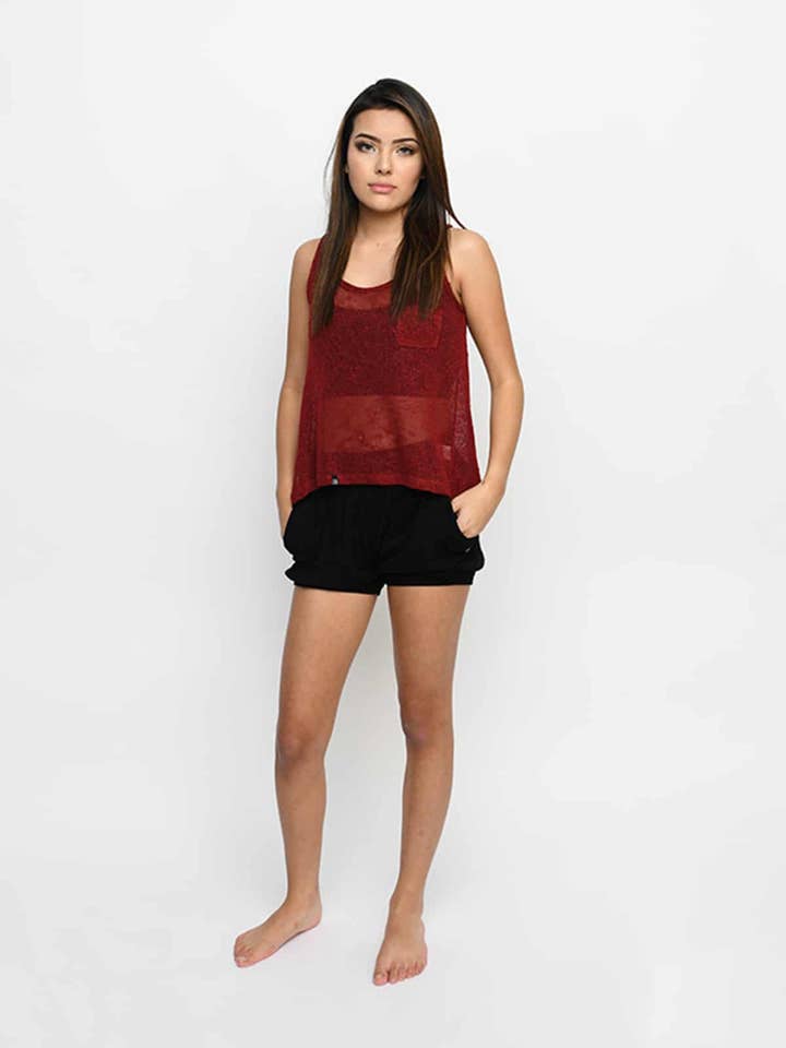 Tiny Pocket Tank, Burgunderrot für den Großhandel von Sugar And Bruno