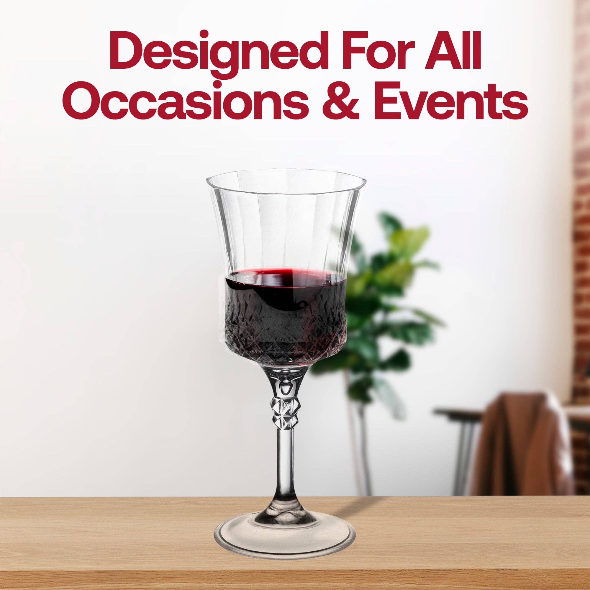 Smarty had a Party – wholesale Wine glass – 11 oz. Crystal Cut Plastic Wine Goblets - 4 Goblets6