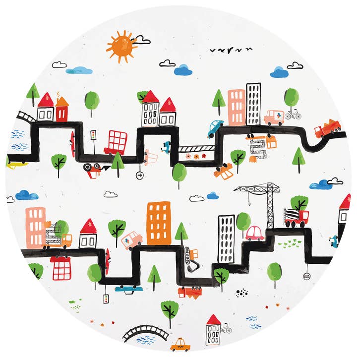 Walloha – Engroshandel Vægdekoration - Børn og baby – Baggrund Circle - CAR MAZE - Bil Baggrund1