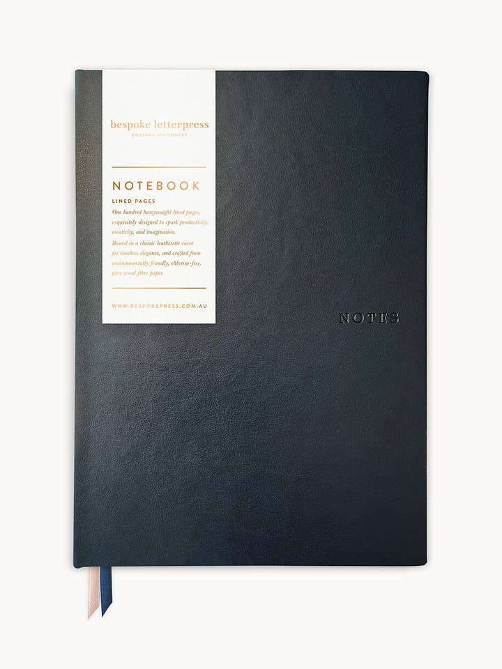 Classic Notebook - Midnight (Lined) for wholesale by Bespoke Letterpress