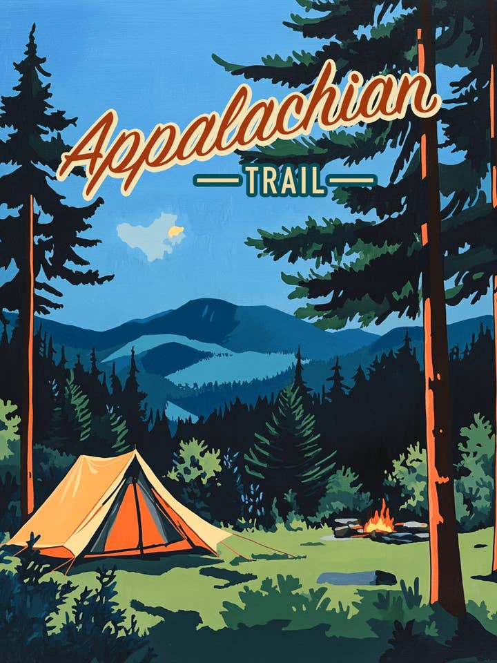 Impressions murales souvenirs de Pleasant Campsite - Appalachia Trail — Œuvre d'art de 8 x 10 pouces pour cadre de 11 pouces x 14 pouces pour la vente par Mowbi