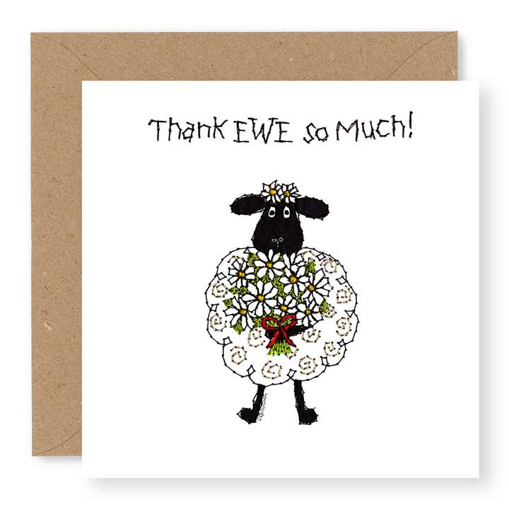 EWE Daisies - Thank EWE for wholesale by Jane Buurman Handmade (Greetings Cards)