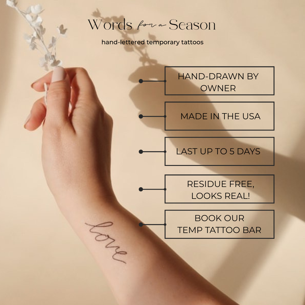 Words for a Season - Wholesale Temporary Tattoo - Let Them Calligraphy Temp Tattoo | Skin and Hat Tattoo2
