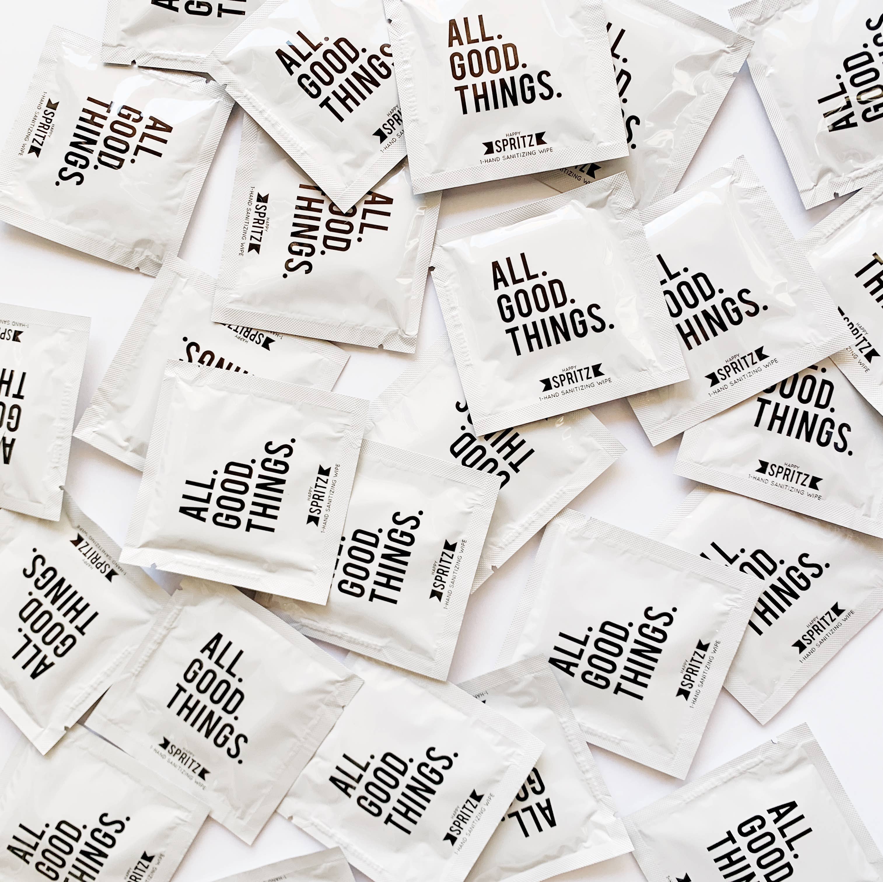 Happy Spritz - Wholesale Hand Sanitizer - All Good Things Hand Sanitizing Towelettes - 30 count bag3