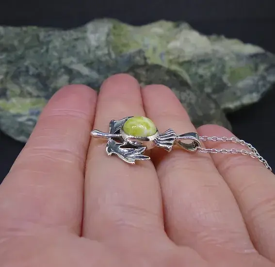 Two Skies Scotland – wholesale Pendant/charm necklace – Scottish Highland Marble Sterling Silver Thistle Pendant3