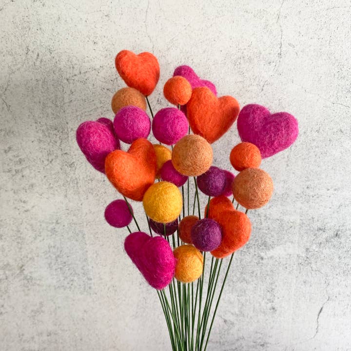 Felt Heart Ball Bouquet Singles Tulip Fields for wholesale by Oakwind Hollow