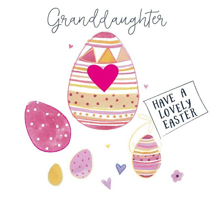 Kleindochter, heb een fijne Pasen - roze eieren voor wholesale door Katie Phythian Design
