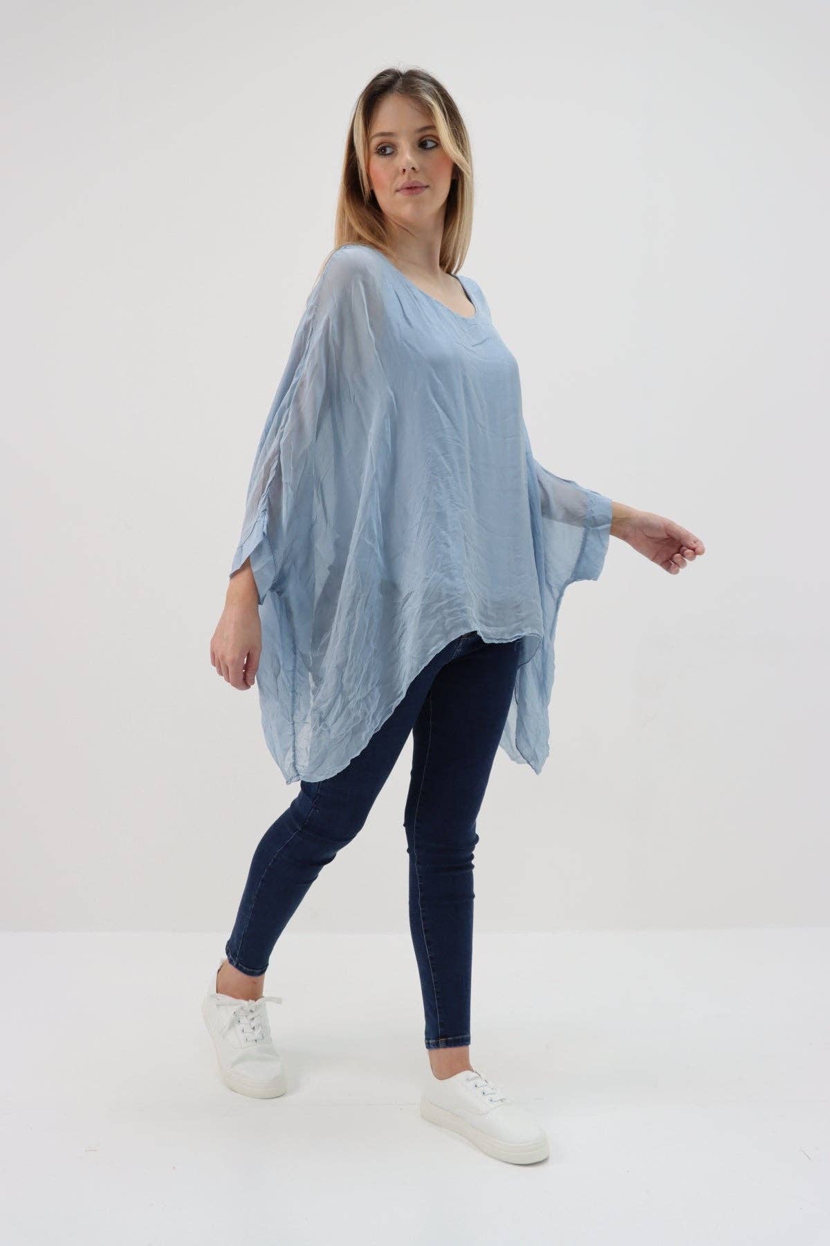 Miss Bold - Wholesale Tunic - Women's - Italian Plain Batwing Silk Tunic Top16